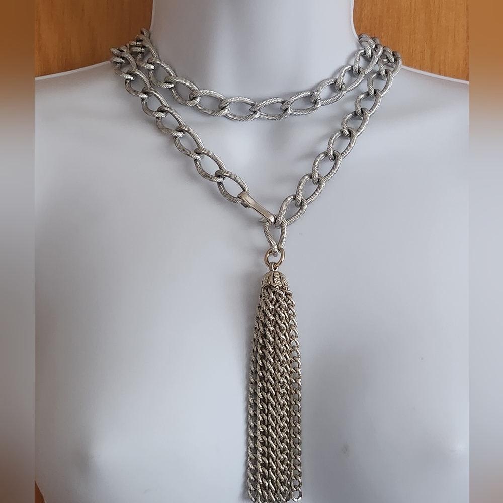 Belt or Necklace Silver Tone Metal Chain - Picture 5 of 12